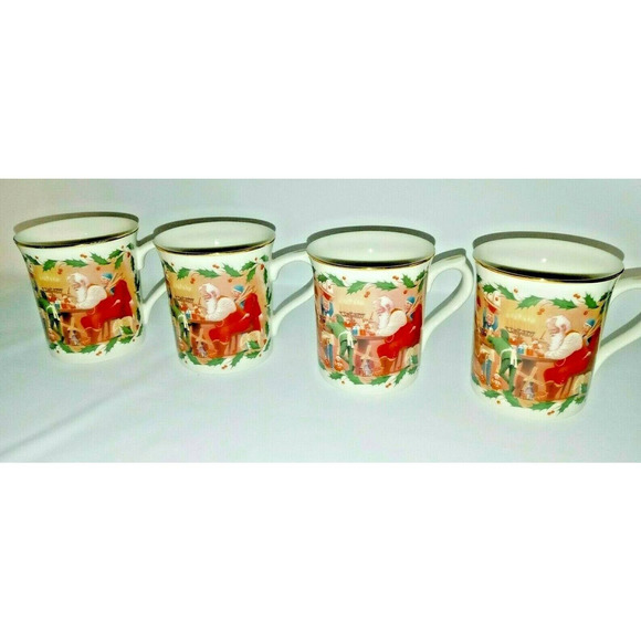 LENOX Santa's Holiday Toy Shop 4 CHRISTMAS MUGS